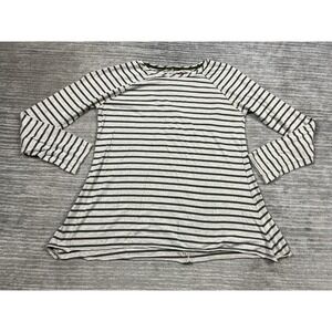 Enlighten Active Top Womens XL Green Beige Striped Long Sleeve Shirt Tee
